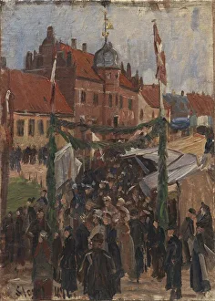 Market Square Prints: Market at Stege Torv, 1892. Creator: Albert Gottschalk