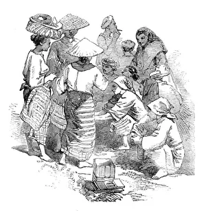 Rice Hat Prints: Market Women of Manilla, 1857. Creator: Unknown