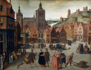 The Marketplace in Bergen op Zoom, probably 1590 and 1597. Creator: Abel Grimmer The Marketplace in Bergen op Zoom, probably 1590 and 1597. Creator: Abel Grimmer