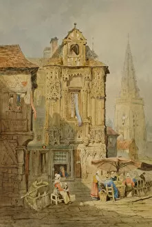 Market Stall Collection: Marketplace at Bruges, early 19th century. Creator: Samuel Prout