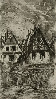 Marketplace with Sunshades, 1866. Creator: Rodolphe Bresdin