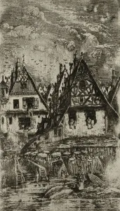Market Stalls Prints: Marketplace with Sunshades, 1866. Creator: Rodolphe Bresdin