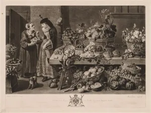 Richard Earlom Prints: The Four Markets: The Fruit Market, 1775. Creator: Richard Earlom (British, 1743-1822)
