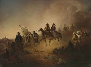 Ottoman Empire Collection: Markos Botsaris at the Battle of Karpenisi, on the night of August 8, 1823, 1852