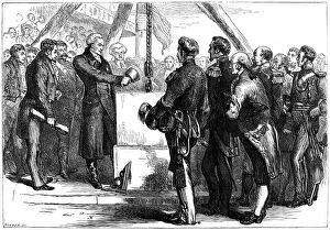 The Marquis de Lafayette laying the cornerstone of the Bunker Hill monument, 1825 (c1880).Artist: Hooper