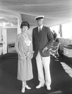 Striped Prints: The Marquise d Hautpoul de Seyre and Sir Harry Stonor aboard HMY Victoria and Albert, 1933