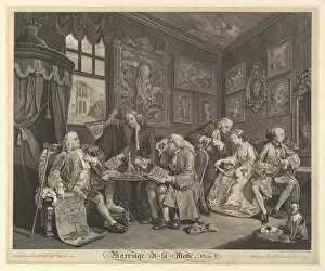 Discussing Gallery: Marriage A-la-Mode, Plate I, April 1, 1745. Creator: Gerard Jean-Baptiste Scotin