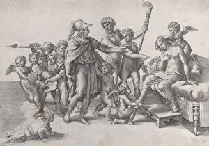Raffaello Sanzio Da Urbino Gallery: The marriage of Alexander and Roxana; Alexander surrounded by putti, offering a crown t