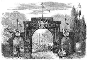 On Looker Prints: Marriage of the Count de Paris with the Princess Isabelle d'Orleans: triumphal arch at Esher