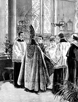 P Naumann Prints: Marriage of the Duc d'Aosta with Princesse Helene d'Orleans, in the...Chapel of St