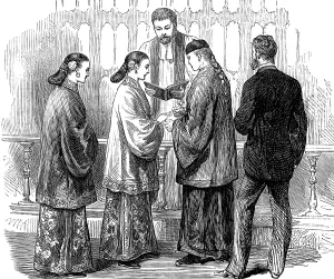 Parson Prints: Marriage of English in Chinese dress at Pekin, 1881. Creator: Unknown