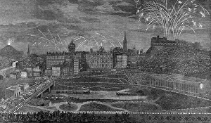 Steam Locomotives Prints: Marriage Festivities for the Duke of Edinburgh: illumination of the Old Town