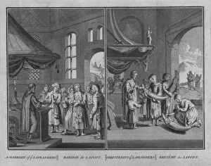 Picart Collection: Marriage of Laplanders / Christening of Laplanders, 1726. Artist: Claude Dubosc