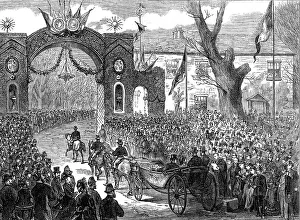Welcoming Party Prints: Marriage of Princess Louise: the newly-married pair receiving an address of welcome at Esher
