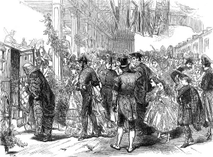 Dss Of Argyll Prints: Marriage of Princess Louise at Windsor: arrival of wedding guests, 1871. Creator: C. R