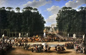 The marriage procession of Napoleon I and Marie-Louise crossing the Jardin des Tuileries on 2nd Apri Artist: Garnier, Etienne-Barthelemy (1759-1849)