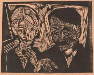 Kirchner Ernst Prints: The Married Couple Müller, 1919. Creator: Ernst Kirchner