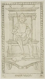 Mantegna Prints: Mars, plate 45 from Planets and Spheres, c.1465. Creator: Unknown