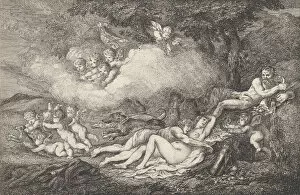 Goddess Of Love Gallery: Mars and Sleeping Venus with Putti, 1799. 1799. Creator: Thomas Rowlandson