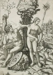 Mars Prints: Mars, Venus and Cupid, 1508. Creator: Marcantonio Raimondi