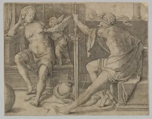 Van Leyden Prints: Mars, Venus and Cupid, 1530. Creator: Lucas van Leyden