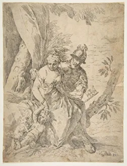 Embrace Prints: Mars, Venus and Cupid, ca. 1637-1639. Creator: Simone Cantarini