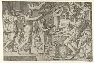 Davent Leon Collection: Mars and Venus Being Served at Table by Cupid, 1540-56. Creator: Leon Davent