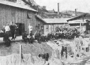 Marseilles Prints: Marseille en Fete; Prisonniers allemands au repos devant leurs baraquements a l'Estaque