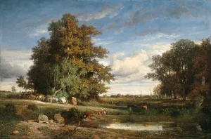 Washerwoman Collection: The Marsh, 1840. Creator: Constant Troyon