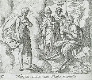 Sun God Prints: Marsyas Playing the Pipes Before Apollo