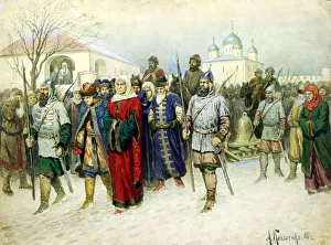 Aleksey Collection: Martha the Mayoress Escorted to Moscow, 1880. Artist: Aleksey Kivshenko