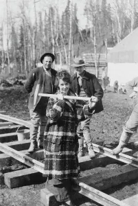 Martha White driving first spike in the government railway, between c1900 and c1930. Creator: Unknown
