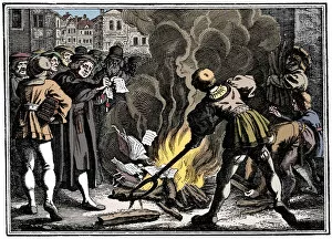 Heretic Gallery: Martin Luther burning the Papal Bull, 1520