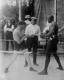 Heavyweight Prints: Marty Cutler, Burns, Jack Johnson, between c1910 and c1915. Creator: Bain News Service