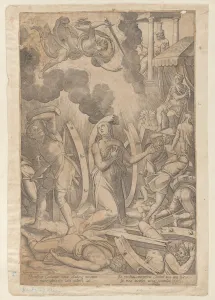 Second State Of Two Prints: Martyrdom of Saint Catherine of Alexandria, 1567. Creator: Mario Cartaro