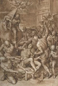 Brush And Brown Wash Collection: The Martyrdom of Saint Lawrence, 1580s-early 1590s. Creator: Aurelio Luini