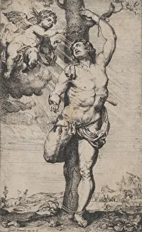 Arrow Prints: The Martyrdom of Saint Sebastian, with angels crowning him at upper left, ca. 1620-32