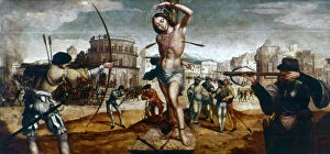 Binding Gallery: The Martyrdom of St Sebastian, 16th century. Artist: Gregorio Lopez
