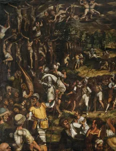 The Martyrdom of the Ten Thousand Christians on Mount Ararat, 16th century. Creator: Anonymous ()
