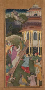 Northern India Prints: Mary ascends the stairs to the temple, from a Mir at al-quds (Mirror of Holiness)