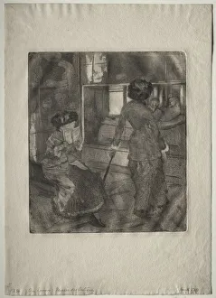 Mary Cassatt at the Louvre: The Etruscan Gallery, 1879-1880. Creator: Edgar Degas (French
