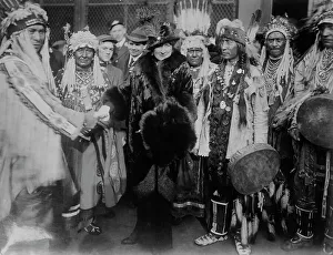 Mixed Race Group Prints: Mary Garden & Indians from Glacier Park