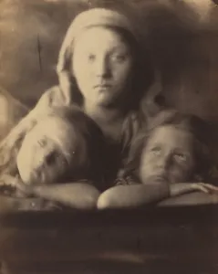 Maid Prints: Mary Hillier and Two Children, 1864. Creator: Julia Margaret Cameron