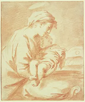 Asleep Prints: Mary lays the Christ Child down to sleep, 17th century. Creator: Sebastien Bourdon