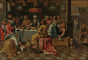 Lukes Gospel Prints: Mary Magdalene anoints Jesus feet, probably 16th century. Creator: Unknown