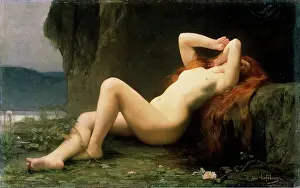 Reclining Prints: Mary Magdalene in a Grotto, 1876. Creator: Jules-Joseph Lefebvre