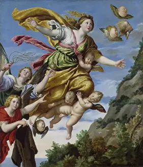 Ascension Prints: Mary Magdalene Taken up to Heaven, 1620. Creator: Domenichino