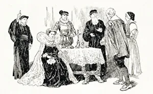 Tableau Prints: Mary Queen of Scots taking the Oath, 1925. Creator: Howard Davie