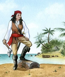 Military Equipment Gallery: Mary Read, (1690-1720), British Pirates Mate. Artist: Karen Humpage