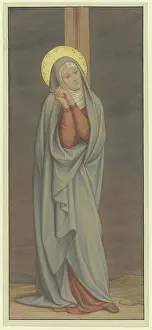 Grief Prints: Mary sorrowful beneath the cross, 1868. Creator: Eduard von Steinle